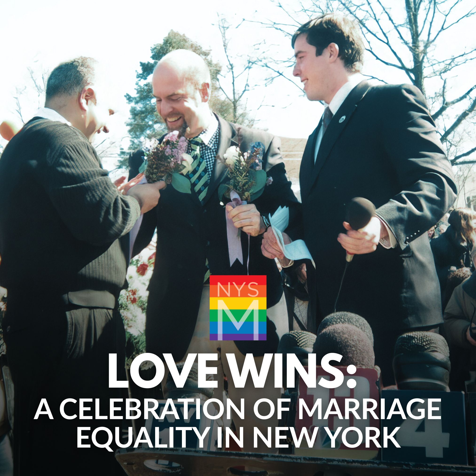 Title graphics over photograph of Jason West presiding over a marriage ceremony between two men
