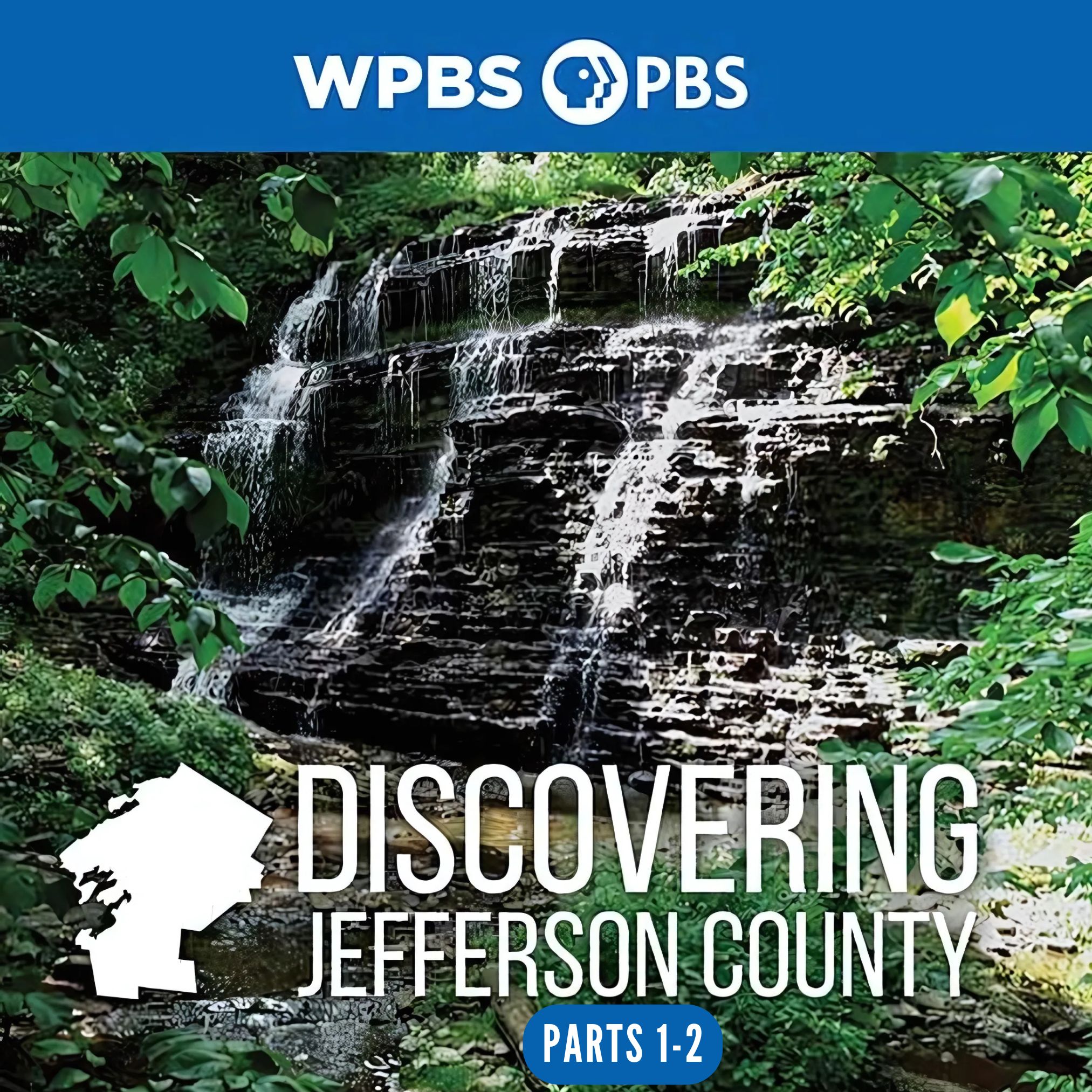 Title text over an image of a stony waterfall surrounded by greenery