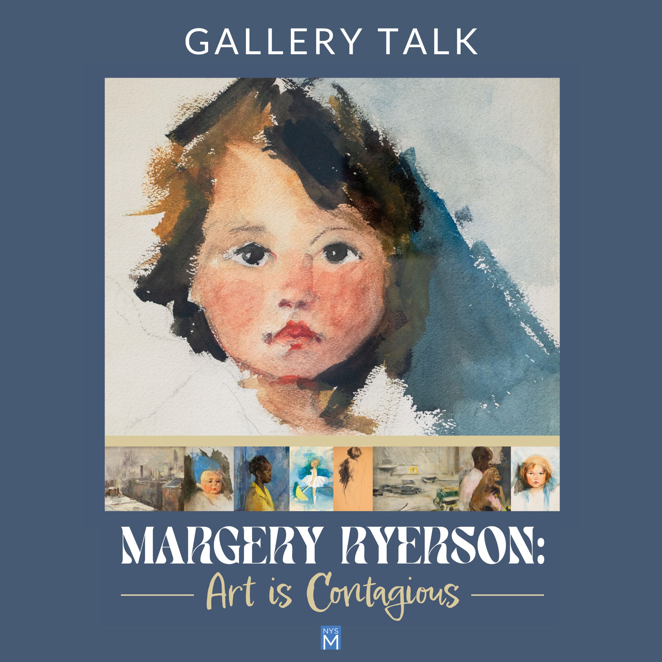 Title text with a collage of images of Ryerson's paintings of young children 