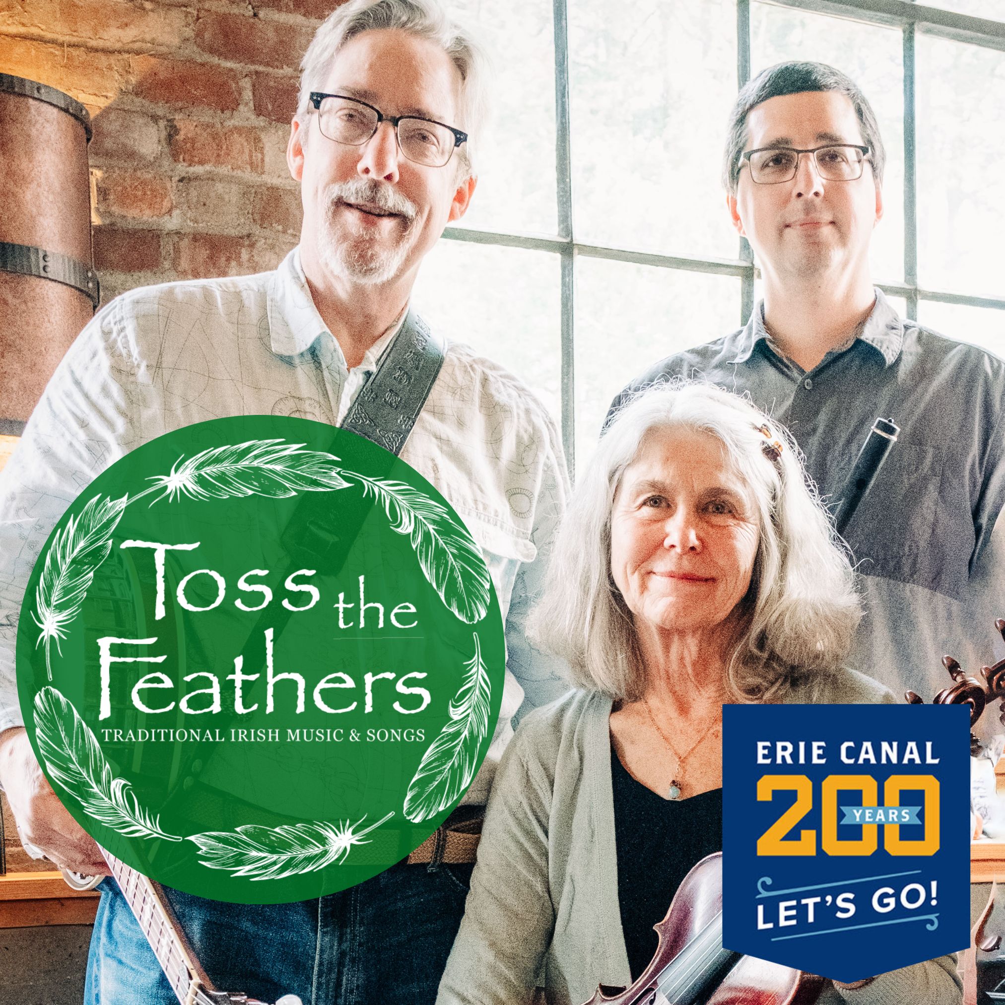 Photo of three band members of Toss the Feathers