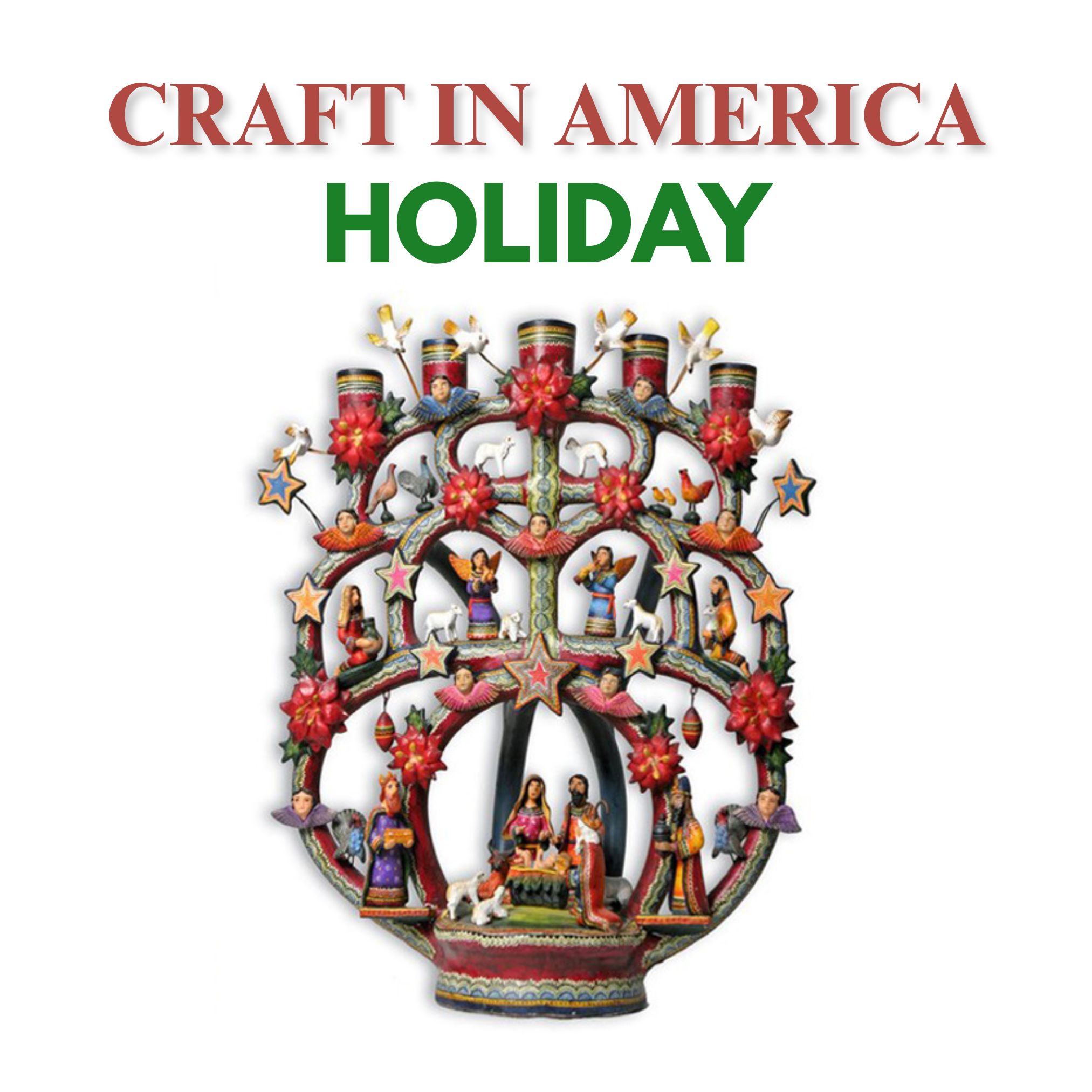 Craft in America: Holiday over image of a decorative advent nativity candle holder