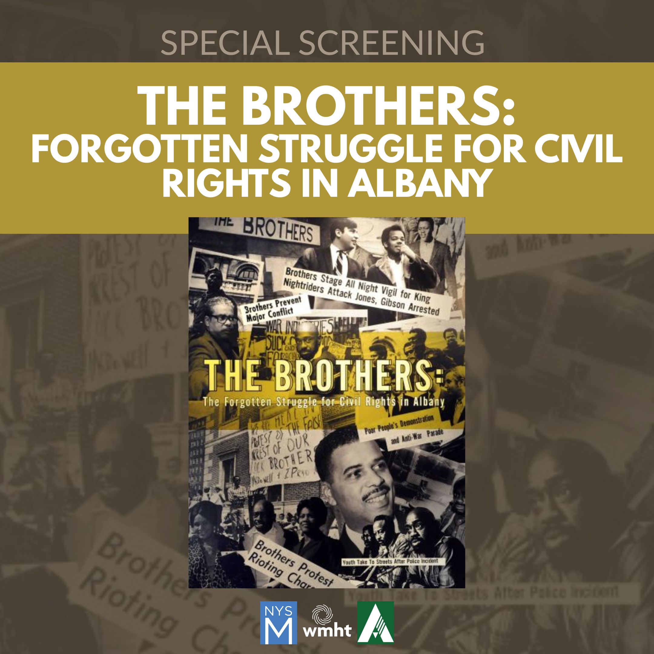 Title Text over promotional black/white collage images of The Brothers