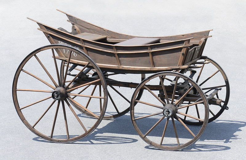 Wooden suffrage horse-drawn wagon