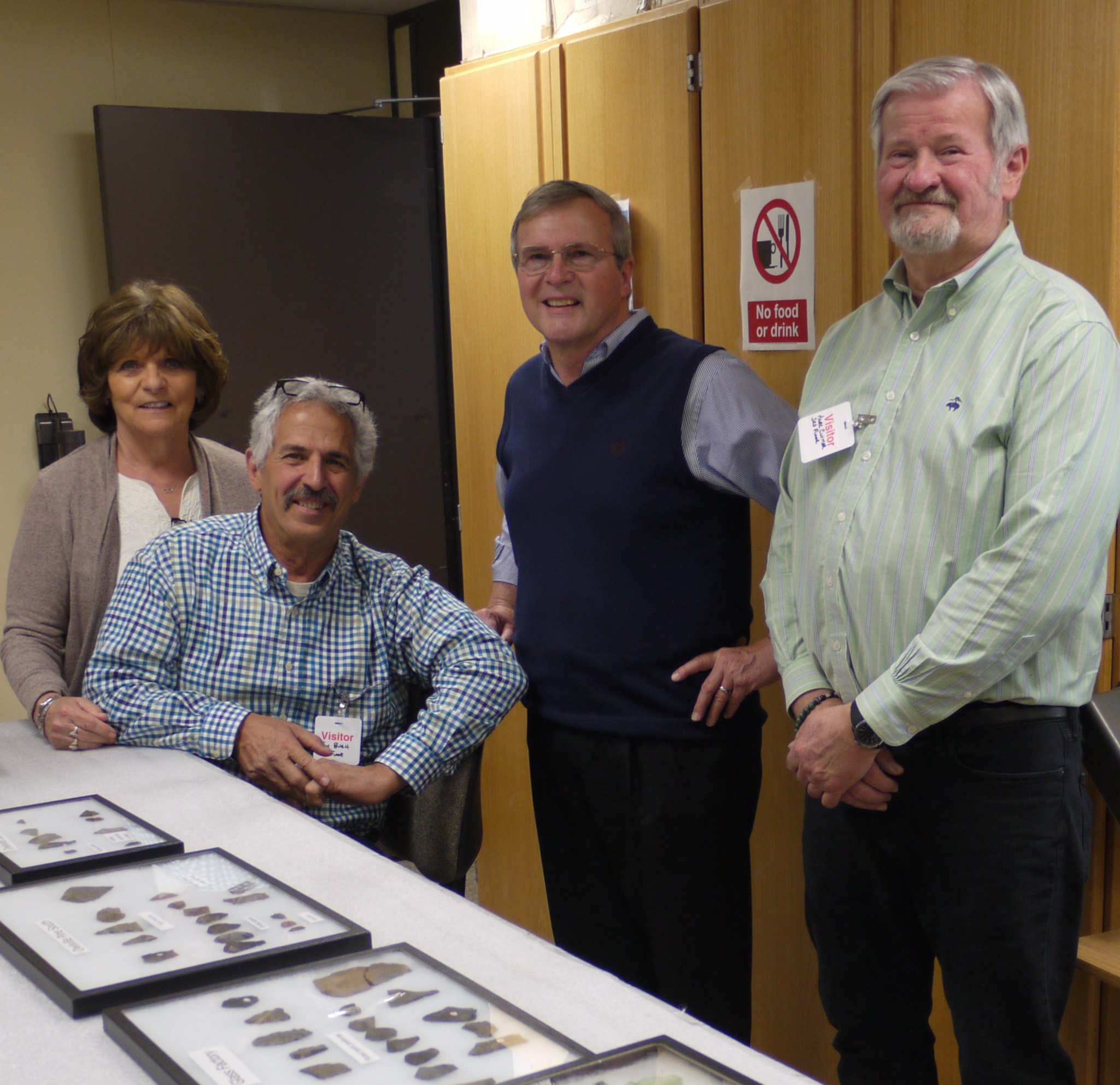 Shown, left to right: Joyce and Tom Bush at donation of OPS site collection to NYSM, with Mike Beardsley and Mark Clymer.