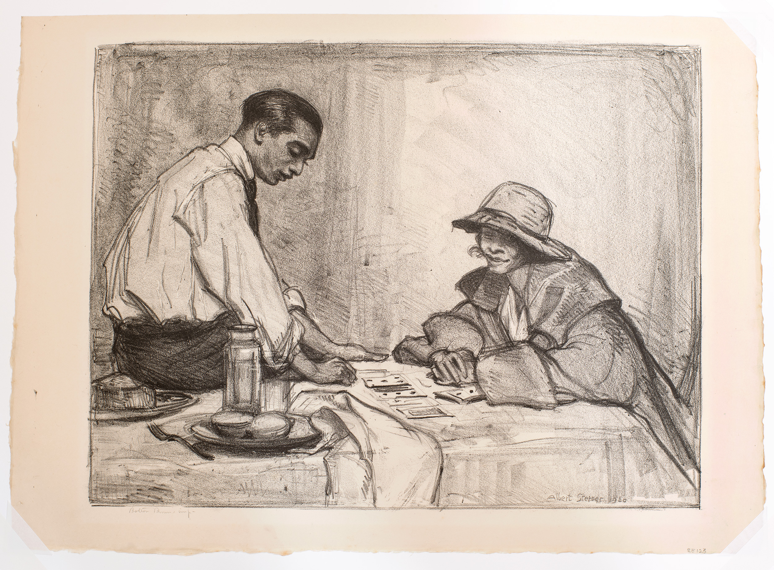 African-American Couple Playing Cards by Albert Sterner, 1920