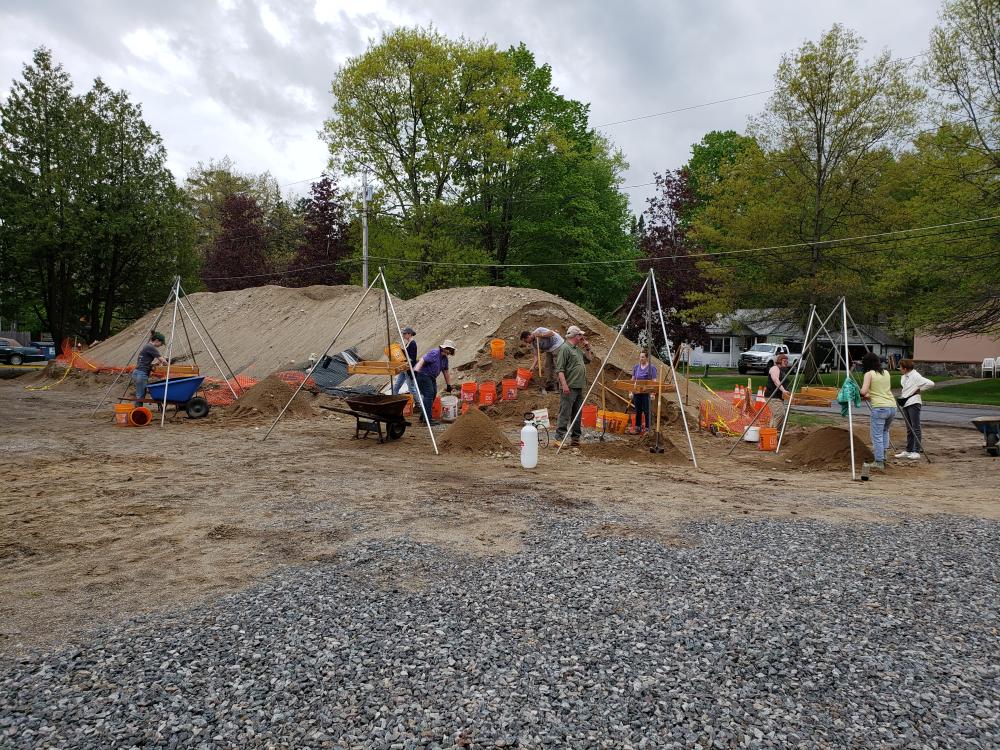 Spoil heap (also known as a backdirt pile) as it was seen in May 2019 at the Lake George Courtland Street Burial Ground