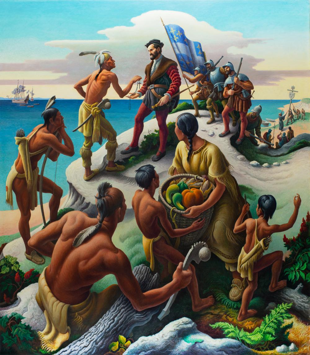 Jacques Cartier Discovers the Indians - Mural by Thomas Hart Benton