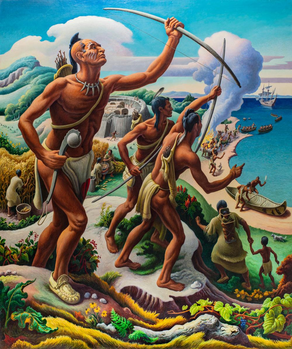 The Seneca Discover the French - Mural by Thomas Hart Benton