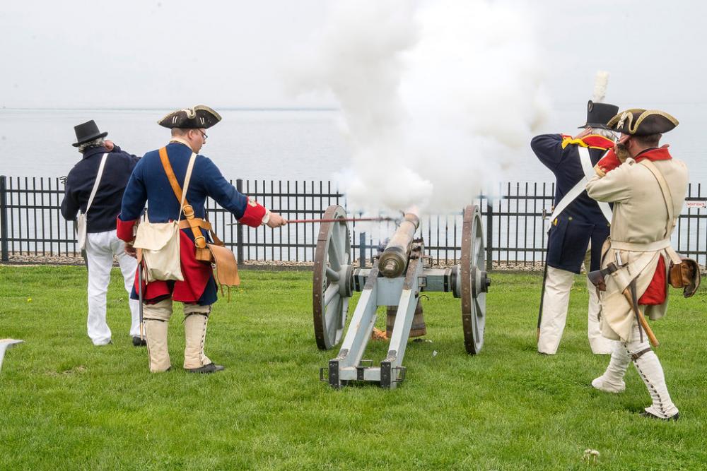 Reenactors Fire a Cannon