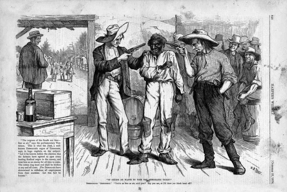 “Of Course He Wants to Vote the Democratic Ticket!” Harpers Weekly, October 21, 1876