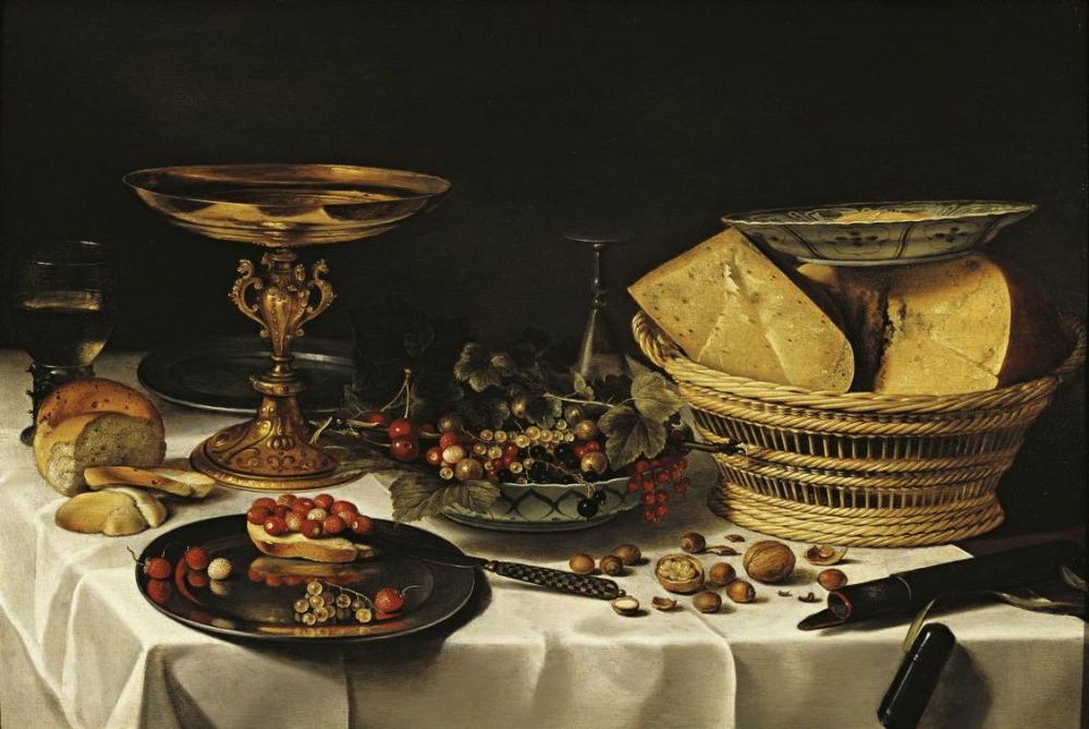 Painting: "Still Life with Fruit" by Pieter Claesz (1644)