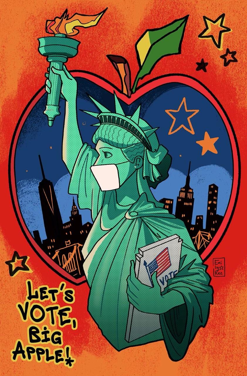 Let’s Vote, Big Apple!, 2020  Emily Ree  Digital print on card stock, 11 in. x 17 in.