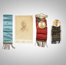 Photograph of Bromley Hoke and his G.A.R. ribbons, 1870–1890