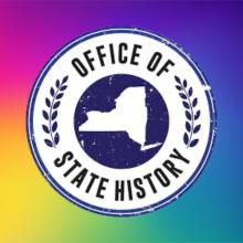 Office of State History Logo over Pride Colors