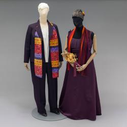 Two mannequins wearing women's outfits