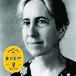Portrait photograph of Elizabeth Goldring with NYMH Logo