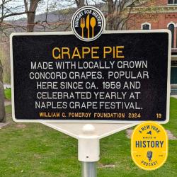 Historical Marker "GRAPE PIE, Made with locally grown concord grapes, popular here since ca. 1959 and celebrated yearly at Naples Grape Festival"