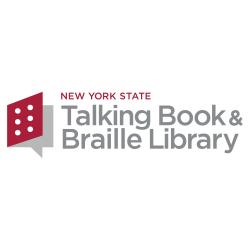 New York State Talking Book & Braille Library Logo with Braille/Talk Bubble icon