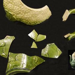 pieces of a molded teapot