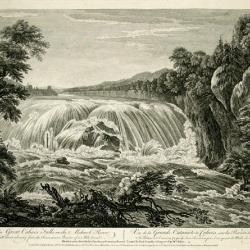 Lithographic print of waterfalls