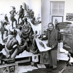 Thomas Hart Benton in his Kansas City, Missouri, studio