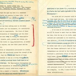 Martin Luther King Jr. 1962 Typewritten Speech, edits by Enoch Squire, pages 1-2