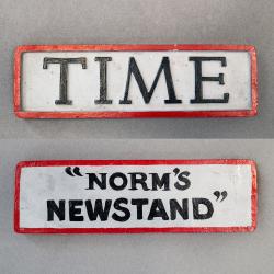 Double-sided weight for Time and "Norm's Newsstand"