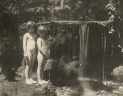 Eva Watson-Schütze, Portrait of Two Children by Waterfall