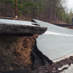 Roadway destroyed in an earthquake