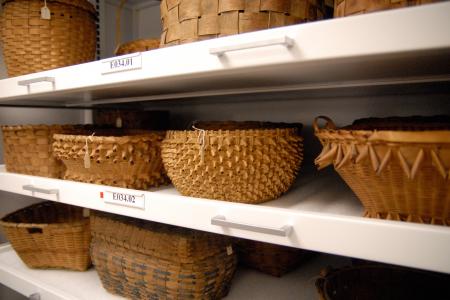 baskets on shelves 