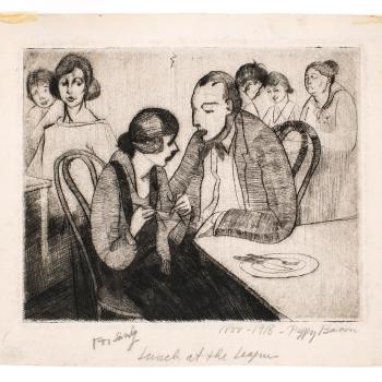 Lunch at the League by Peggy Bacon, c1918