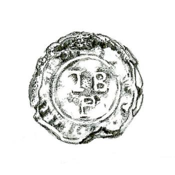 Button found with Courtland Street Burial #12 (drawing by Lexi DeCarlo)