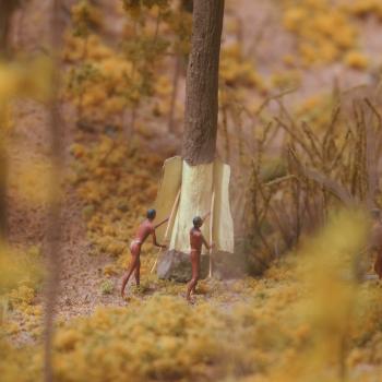 Haudenosaunee Village Model - Stripping Bark