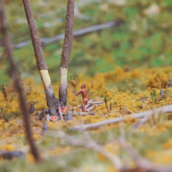 Haudenosaunee Village Model - Stripping Bark