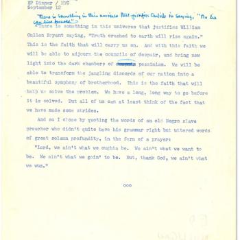 Martin Luther King Jr. 1962 Typewritten Speech, edits by Enoch Squire, pages 15-16