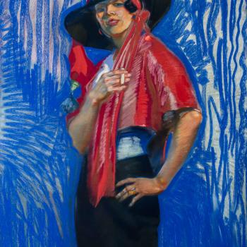 Woman in Black Hat with Cigarette by Winold Reiss, 1917