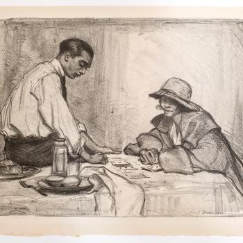 African-American Couple Playing Cards by Albert Sterner, 1920