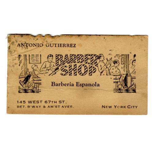 Antonio Gutierrez’ Barber Shop business card