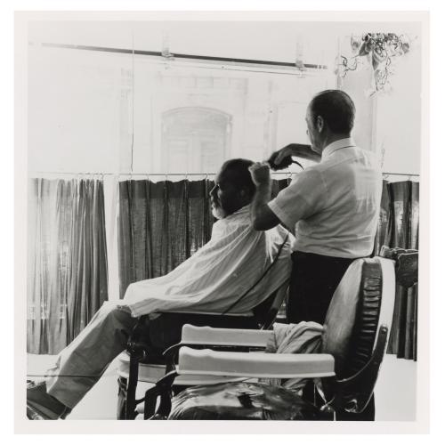 At work in the Gutierrez Barbershop