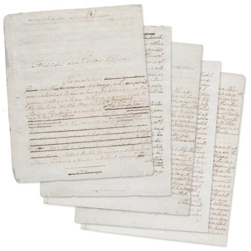 five pages of an aged document with cursive handwriting