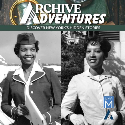 title text over black/white photographs of an african american women in an airline uniform and an african american woman in a white blouse
