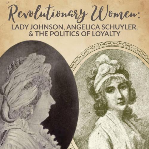 Revolutionary Women title text over 2 oval etched portraits of women from the 18th century