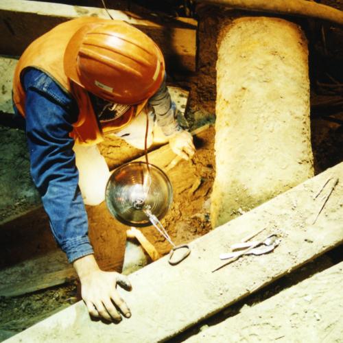 Man working in excavation pit