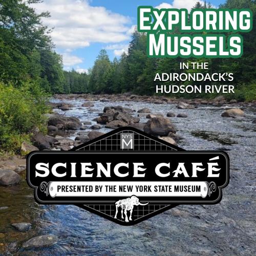science cafe logo and photo of the Hudson River