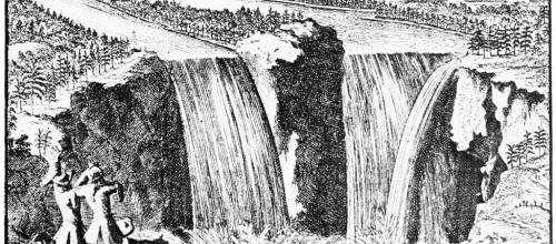 Niagara Falls, 1698 Oldest known image of Niagara Falls, from 1698. Drawing based on a description by explorer and missionary Father Louis Hennepin. http://purple.niagara.edu/cam/Niagara/impr18c.html
