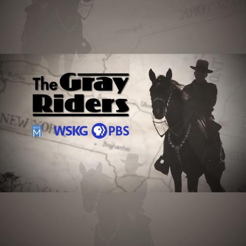 Title text over a faded photograph of a man sitting on a horse