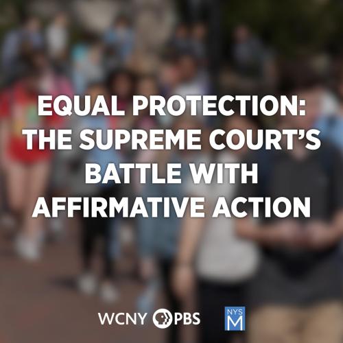 title text over a blurred image of people gathering in a group