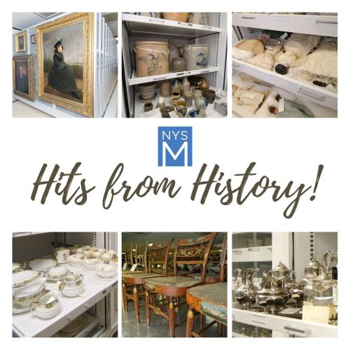 collage of images from a variety of collections including art, dolls, ceramics, pottery, and furniture