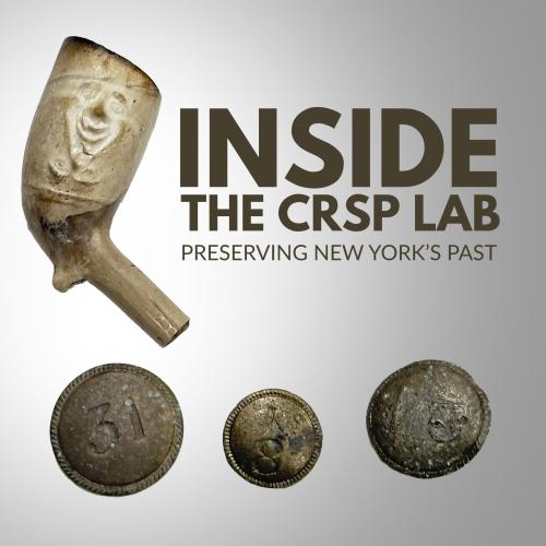 title text with image of a pipe and three vintage buttons