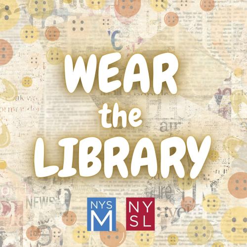 title text over scraps of vintage newspaper and scattered images of buttons